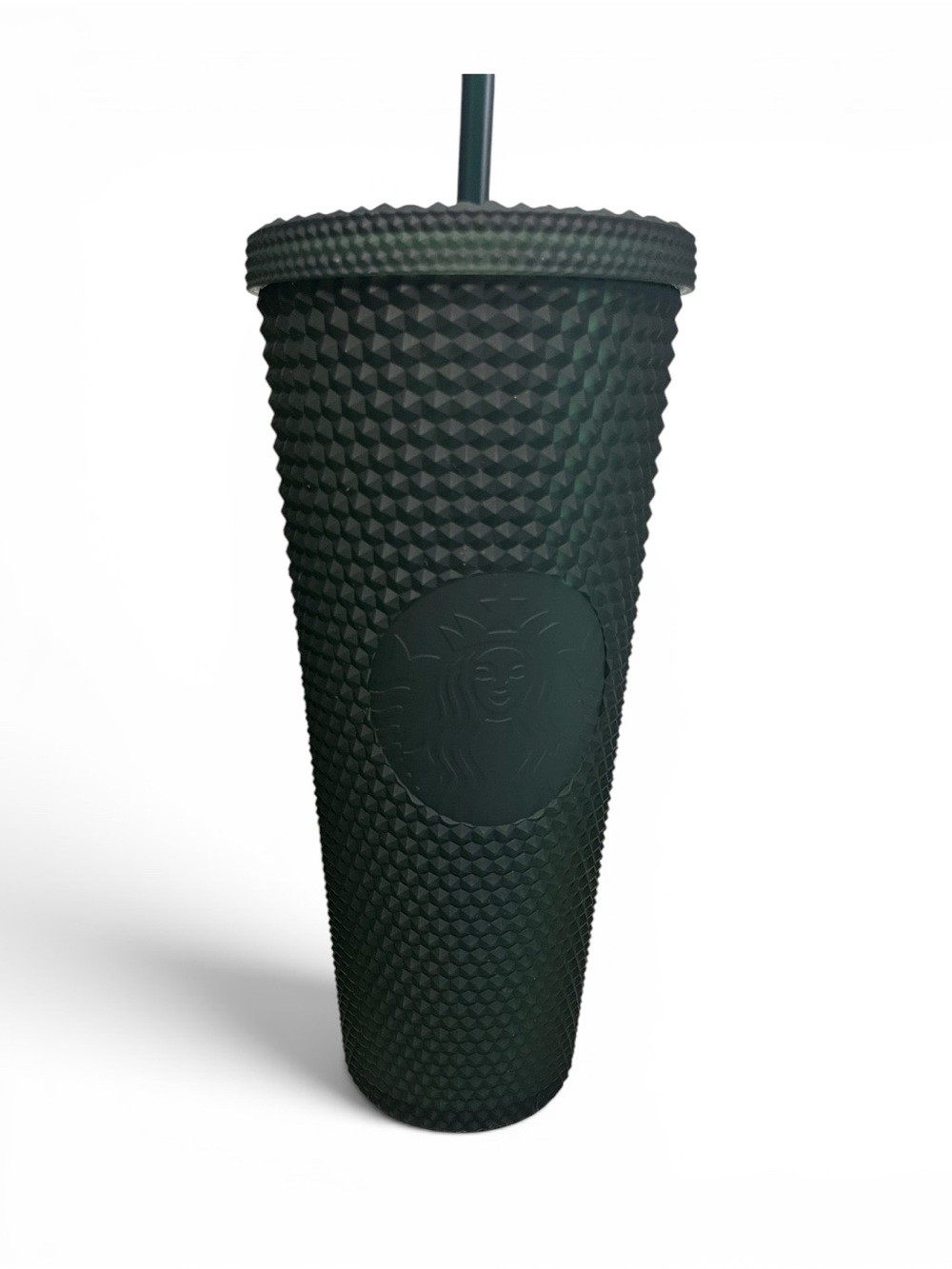 Starbucks Dark Green Studded Cold Cup Tumbler 24 oz NWOT with Straw